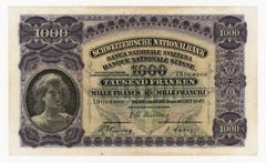 Vorne ist ebenfalls ein Frauenkopf im Medaillon zu sehen. (Bild: Archiv der SNB)