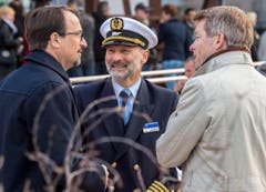 Stadtammann David H. Bon, Oberkapitän Erich Hefti und Benno Gmür, Delegierter des Verwaltungsrats der Bodensee Schifffahrt. (Bild: Reto Martin)