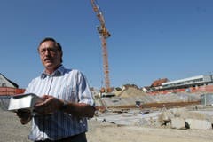 Grundsteinlegung auf der Baustelle des neuen Stadthauses von Amriswil mit dem Namen Pentorama Susann Basler © TZ 4. Juli 2006