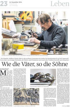 Auch die Reportage von Brigitte Schmid-Gugler (Text) und Hanspeter Schiess (Fotografie) über Künstler Adalbert Fässler zählt zu den prämierten Beiträgen. (Bild: pd)