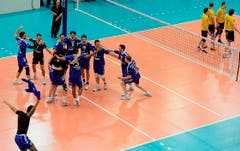 Der Triumph ist perfekt: Volley Amriswil hat den Cup gewonnen. (Bild: Keystone)