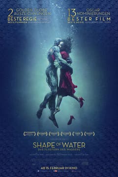 Bester Film: (Wird gewinnen) "The Shape of Water" - Eine stumme Putzfrau verliebt sich in einen Fischmann. Das Fantasymärchen ist pure Kinomagie mit einem Schuss Hollywood-Nostalgie. Und Faschismuskritik, wie "Pans Labyrinth". (Bild: Getty)