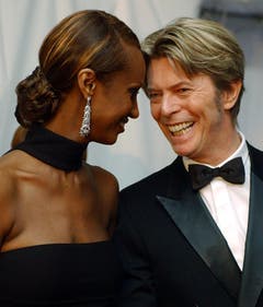 Grosse Liebe: Mit dem ehemaligen äthiopischen Topmodel Iman war David Bowie seit 1992 verheiratet. Das Paar hat eine gemeinsame Tochter. (Bild: Keystone)