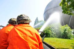 An der Übung beteiligten sich Einsatzkräfte aus den drei Bodensee-Anrainerstaaten. (Bild: Donato Caspari)