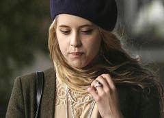 Peaches Geldof verlässt a, 13. August 2008 ihre Wohnung. Zuvor war bekannt geworden, dass die den US-Musiker Max Drummey in Las Vegas geheiratet hat. (Bild: Keystone)
