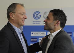 Die neuen starken Männer beim Grasshopper-Club: André Dosé und Uli Forte. (Bild: Keystone)