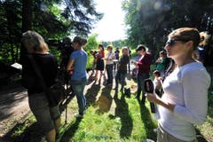 Die Pressekonferenz fand beim Unfallort statt. (Bild: Hanspeter Schiess)