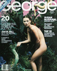 Zerbrechlich und fast schon androgyn: Kate Moss als nackte Eva auf dem Titelbild des Magazins "George" (1997). (Bild: Keystone)