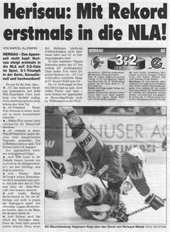 So berichtete der "Blick" damals über den sensationellen Aufstieg des SC Herisau. (Bild: Archiv)