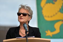 Kantonsrätin Christa Thorner spricht am Empfang. (Bild: Reto Martin)