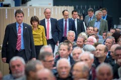 Tagblatt Podium zur Atomausstiegsinitiative im Stihl Kettenwerk in Wil (Bild: Urs Bucher)