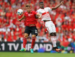 Amir Abrashi und Breel Embolo. (Bild: Keystone)