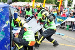 Romanshorn TG , 24.05.2014 / Jugendfeuerwehr Schweizermeisterschaft " Feuer und Wasser " mit Wettkämpen, Fahrzeugausstellung , Rega , Krankenwage und Rettungs - Shows in Romanshorn . (Bild: Donato Caspari)