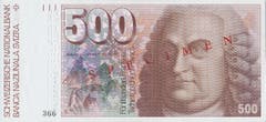 Albrecht von Haller, Arzt, Naturforscher und Dichter, prangt auf der 500er-Note. (Bild: Archiv der SNB)