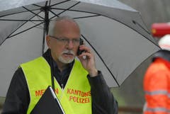 Von den Medien bestürmt: Ernst Vogelsanger, Mediensprecher der Kantonspolizei Thurgau. (Bild: Mario Testa)