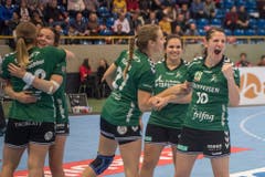 Erfreute Gesichter bei den St.Gallerinnen nach dem Spielende. (Bild: Keystone)