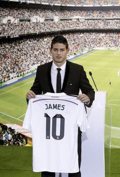 Platz 10: James Rodriguez. 2014 für 75 Millionen Euro von AS Monaco zu Real Madrid. (Bild: Daniel Ochoa de Olza / AP)