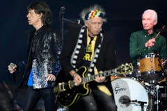 Sänger Mick Jagger (scharf), Gitarrist Keith Richards und Drummer Charlie Watts. (Bild: WALTER BIERI (EPA KEYSTONE))