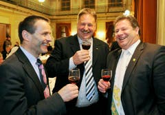 Urs Schneider, Carlo Parolari und Grossratspräsident Walter Hugentobler am Konstabler-Anlass an der Bechtelisnacht in Frauenfeld. (Bild: Reto Martin)