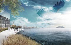 Die Küste von Romanshorn bis Altenrhein sowie deren Stege sind Spielorte der geplanten Expo-Seelandschaft. (Bild: pd)
