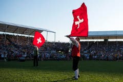 SCHWINGEN, SCHWINGFEST, EIDGENOESSISCHES SCHWING- UND AELPLERFEST ESTAVAYER 2016, ESAF, FETE FEDERALE DE LUTTE ET DES JEUX ALPESTRES, FESTA FEDERALE DEI LOTTATORI E DEGLI ALPIGIANI, (Bild: Keystone)