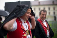 Regenwetter zum Auftakt des Gallus-Jubiläums in St.Gallen. (Bild: Benjamin Manser)