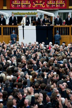 Der neue Landammann spricht an der Landsgemeinde. (Bild: Keystone)