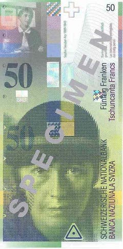 Die Entwürfe der Serie stammen alle von Jörg Zintzmeyer. (Porträt: Künstlerin Sophie Taeuber-Arp) (Bild: Archiv der SNB)