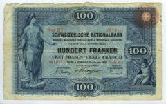 ...und zusätzlich mit einem Überdruck in Form einer roten Rosette mit Schweizer Kreuz zu versehen. (Bild: Archiv der SNB)