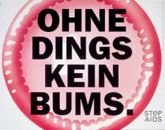 Plakat für die "Stop Aids"-Kampagne vom Bundesamt fuer Gesundheit aus dem Jahr 1997. Gestaltet von der Basler Werbeagentur CR Basel. (Bild: Keystone)