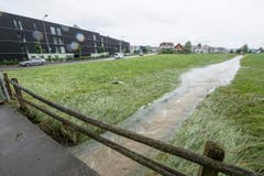Rossrüti: Der Krebsbach trat über die Ufer. (Bild: Hanspeter Schiess)
