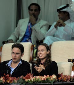 Da waren sie noch glücklich: Martina Hingis und ihr Mann Thibault Hutin beim Besuch eines Tennisturniers Anfang 2012. (Bild: Keystone)