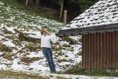 Erster Schnee auf der Fahrt Urnäsch, Chräzerli, Schwägalp. (Bild: Hanspeter Schiess)