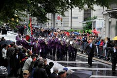 Die Musik aus Eich auf der Parademusikstrecke Hans Huber. (Bild: Keystone)