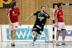 Yves Petrig bejubelt einen Treffer. (Bild: Philipp Schmidli / Neue LZ)