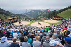 Die Schwingerarena auf der Rigi. (Bild: Urs Flüeler, Keystone / Rigi Staffel, 09.07.2017)