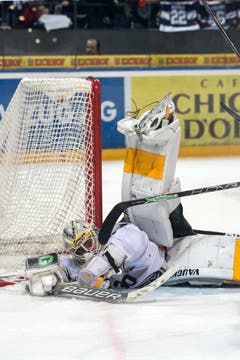 Mann des Spiels bei Lugano: Torhüter Elvis Merzlikins. (Bild: Keystone / Alexandra Wey)