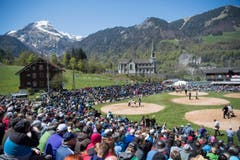 Die Schwingerarena in Lungern. (Bild: Keystone / Urs Flüeler)