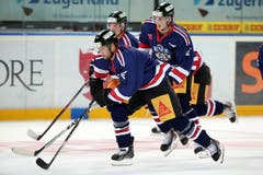 Pierre-Marc Bouchard, Dominic Lammer und Fabrice Herzog. (Bild: Philipp Schmidli)