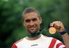 Xeno Müller, Gold im Skiff, 1996 in Atlanta. (Bild: Keystone / Christoph Ruckstuhl)