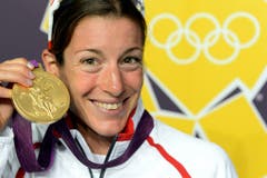 Nicola Spirig, Gold im Triathlon, 2012 in London. (Bild: Keystone / Laurent Gilliéron)