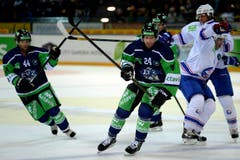Die beiden Amerikaner im Dienste des EV Zug, Rob Schremp und Andrew Hutchinson. (Bild: Keystone)