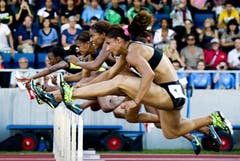 100 m Hürden der Frauen, gewonnen von Ginnie Crawford (USA). (Bild: Keystone)
