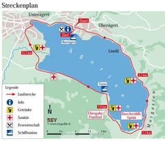Die Laufstrecke umfasst über 14 Kilometer rund um den Ägerisee. (Bild: pd)