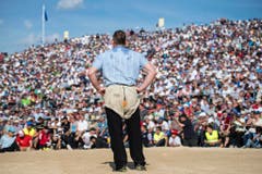 Finalteilnahme am Kilchberger Schwinget 2014, Philipp Laimbacher verlor gegen Matthias Sempach. (Bild: Urs Flüeler / Keystone)