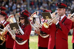 Die Musikgesellschaft Konkordia Einsiedeln. (Bild: Philipp Schmidli / Neue LZ)