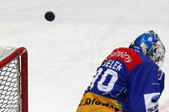Lions-Torhüter Lukas Flüeler duckt sich. (Bild: Keystone)