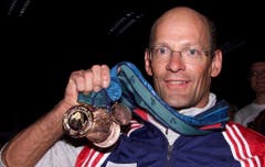 Heinz Frei, Bronze über 1500m Rollstuhlrennen Exhibition, 2000 in Sydney. (Bild: Keystone / Franceo Greco)