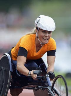 Edith Wolf-Hunkeler über 800m im Rollstuhlrennen. (Bild: Keystone)