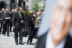 Filmproduzent Arthur Cohn und Silvia Blocher. (Bild: Keystone)